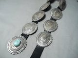 Outstanding Navajo Native American 8 Turquoise Sterling Silver Concho Belt-Nativo Arts