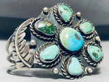 Absolutely Incredible Vintage Native American Navajo Turquoise Leaf Sterling Silver Bracelet-Nativo Arts