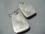 Superb Navajo Native American Kingman Turquoise Sterling Silver Earrings-Nativo Arts
