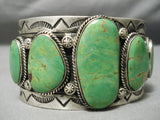 Monumental Vintage Native American Navajo Orvil Jack Turquoise Sterling Silver Bracelet Old-Nativo Arts