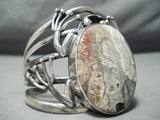 Huge Frog Vintage Native American Navajo Agate Sterling Silver Bracelet Cuff-Nativo Arts