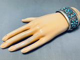 Flowers Of Turquoise Vintage Native American Navajo Sterling Silver Bracelet-Nativo Arts