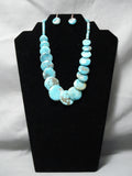 Native American Amazing Rare Round Turquoise Graduating Sterling Silver Necklace-Nativo Arts
