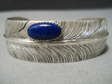 Important Detailed Feather Native American Navajo Sterling Silver Bracelet Cuff-Nativo Arts