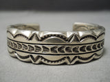 So Thick And Heavy!! Vintage Native American Navajo Sterling Silver Hand Tooled Bracelet-Nativo Arts