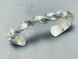 Heavy Thick Hand Heat Twisted Vintage Native American Navajo Sterling Silver Bracelet-Nativo Arts