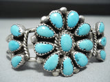 Fabulous Vintage Native American Zuni Blue Gem Turquoise Sterling Silver Bracelet-Nativo Arts