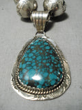 Incredible Vintage Native American Navajo Spiderweb Turquoise Sterling Silver Necklace-Nativo Arts