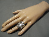 Huge Detailed Heavy Men's Vintage Native American Navajo Dallas Cowboys Sterling Silver Ring-Nativo Arts