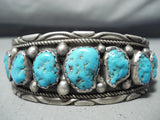 Incredible Vintage Native American Navajo Morenci Turquoise Sterling Silver Bracelet Old-Nativo Arts