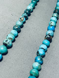 Native American Very Rare Rounded Turquoise Santo Domingo Turquoise Sterling Silver Necklace-Nativo Arts