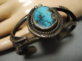 Vintage Native American Navajo Bracelet- Bisbee Turquoise Sterling Silver Cuff-Nativo Arts