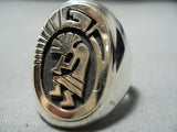 Unique Navajo Native American 14k Gold Kokopelli Sterling Silver Ring-Nativo Arts