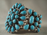 Deep Into The Abyss Vintage Navajo Blue Turquoise Native American Jewelry Silver Bracelet-Nativo Arts