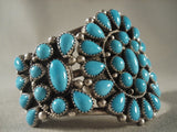 Deep Into The Abyss Vintage Navajo Blue Turquoise Native American Jewelry Silver Bracelet-Nativo Arts