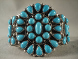 Deep Into The Abyss Vintage Navajo Blue Turquoise Native American Jewelry Silver Bracelet-Nativo Arts
