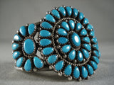 Deep Old Sleeping Beauty Turquoise Vintage Navajo Native American Jewelry Silver Bracelet-Nativo Arts
