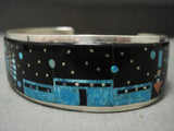 Deep Space Navajo 'Turquoise Kachina' Native American Jewelry Silver Opal Bracelet-Nativo Arts