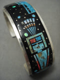 Deep Space Navajo 'Turquoise Kachina' Native American Jewelry Silver Opal Bracelet-Nativo Arts