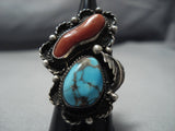 Deepset Bisbee Turquoise Vintage Native American Jewelry Navajo Sterling Silver Ring Old-Nativo Arts