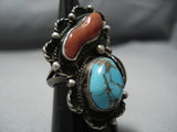 Deepset Bisbee Turquoise Vintage Native American Jewelry Navajo Sterling Silver Ring Old-Nativo Arts