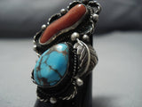 Deepset Bisbee Turquoise Vintage Native American Jewelry Navajo Sterling Silver Ring Old-Nativo Arts
