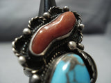 Deepset Bisbee Turquoise Vintage Native American Jewelry Navajo Sterling Silver Ring Old-Nativo Arts