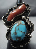 Deepset Bisbee Turquoise Vintage Native American Jewelry Navajo Sterling Silver Ring Old-Nativo Arts