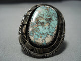 Deepset Green Turquoise Vintage Navajo Sterling Silver Native American Jewelry Ring-Nativo Arts