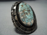 Deepset Green Turquoise Vintage Navajo Sterling Silver Native American Jewelry Ring-Nativo Arts