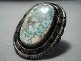 Deepset Green Turquoise Vintage Navajo Sterling Silver Native American Jewelry Ring-Nativo Arts