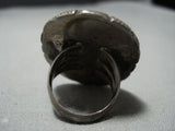 Deepset Green Turquoise Vintage Navajo Sterling Silver Native American Jewelry Ring-Nativo Arts