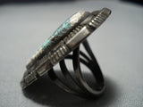 Deepset Green Turquoise Vintage Navajo Sterling Silver Native American Jewelry Ring-Nativo Arts