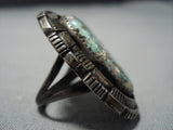 Deepset Green Turquoise Vintage Navajo Sterling Silver Native American Jewelry Ring-Nativo Arts