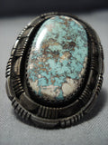Deepset Green Turquoise Vintage Navajo Sterling Silver Native American Jewelry Ring-Nativo Arts
