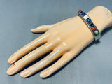 Pat Yazzie Colorful Native American Navajo Coral Gaspeite Lapis Jet Sterling Silver Bracelet-Nativo Arts