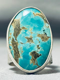 Eye-catching Native American Navajo Royston Turquoise Sterling Silver Ring-Nativo Arts