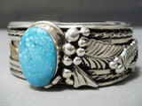 Museum Vintage Native American Navajo Carico Lake Turquoise Sterling Silver Heavy Bracelet-Nativo Arts