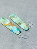 Tremendous Native American Navajo Turquoise Sterling Silver Dangle Earrings-Nativo Arts