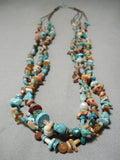 Amazing Vintage Native American Navajo Turquoise Sterling Silver Necklace Old-Nativo Arts