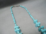 Very Rare Cubed Turquoise Vintage Native American Navajo Sterling Silver Necklace Old-Nativo Arts