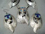 Important Vintage Native American Navajo Tommy Jackson Turquoise Inlay Sterling Silver Necklace-Nativo Arts