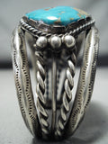Heavy Quality Authentic Vintage Native American Navajo Turquoise Sterling Silver Bracelet Old-Nativo Arts
