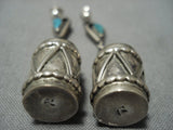 Detailed And Fabulous! Vintage Native American Jewelry Navajo Sterling Silver Drum Earrings Old-Nativo Arts