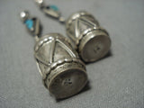 Detailed And Fabulous! Vintage Native American Jewelry Navajo Sterling Silver Drum Earrings Old-Nativo Arts