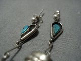 Detailed And Fabulous! Vintage Native American Jewelry Navajo Sterling Silver Drum Earrings Old-Nativo Arts