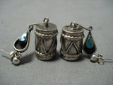 Detailed And Fabulous! Vintage Native American Jewelry Navajo Sterling Silver Drum Earrings Old-Nativo Arts