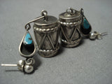 Detailed And Fabulous! Vintage Native American Jewelry Navajo Sterling Silver Drum Earrings Old-Nativo Arts