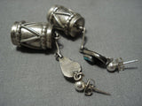 Detailed And Fabulous! Vintage Native American Jewelry Navajo Sterling Silver Drum Earrings Old-Nativo Arts