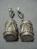Detailed And Fabulous! Vintage Native American Jewelry Navajo Sterling Silver Drum Earrings Old-Nativo Arts